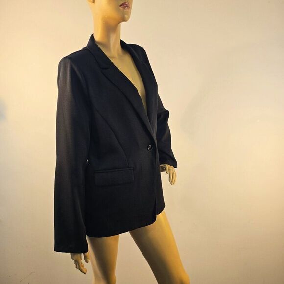 Lush Jacket Size Medium One Button Blazer Black Stretch Unlined Pockets - Picture 5 of 9